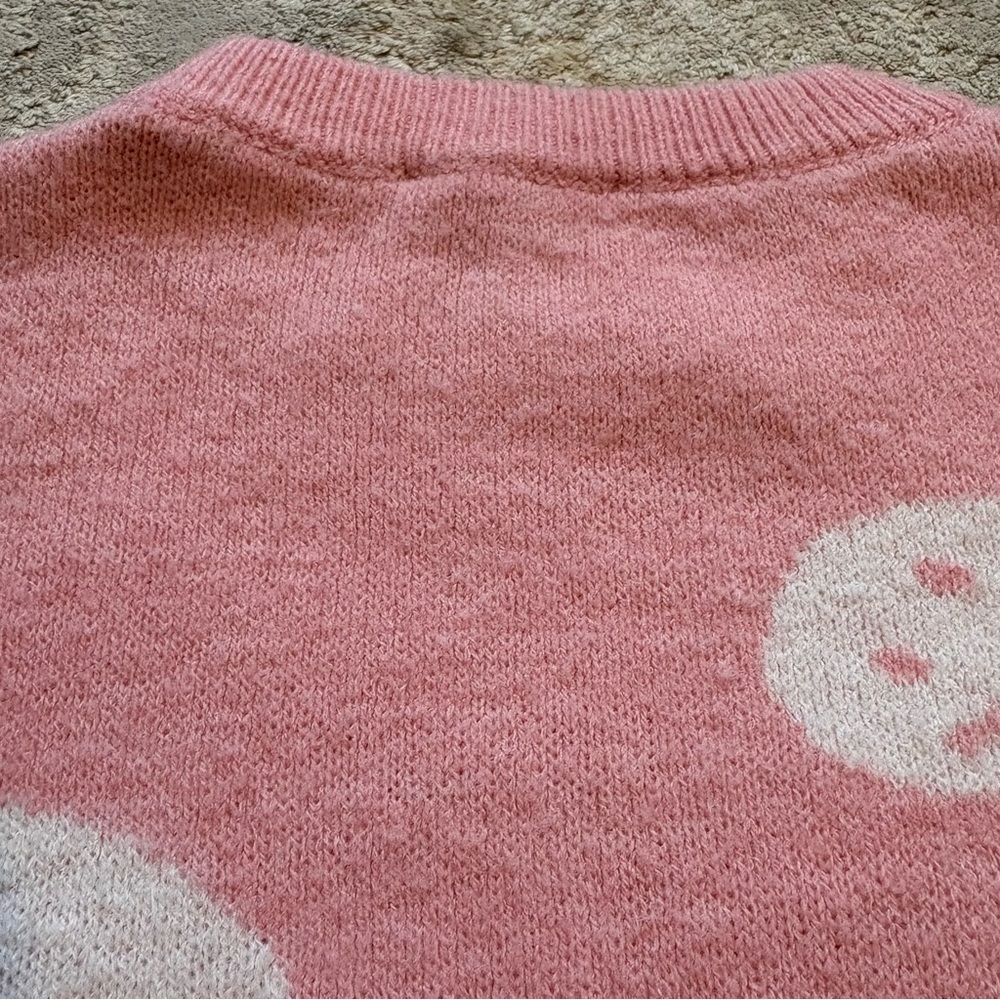 Forever 21 Pink & White Miles of Smiles Knit Pullover Sweater Size Small - Picture 12 of 13